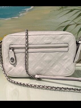 COACH White Poppy Leather Flight Crossbody/Shoulder Bag